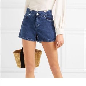 Maje scalloped jean shorts